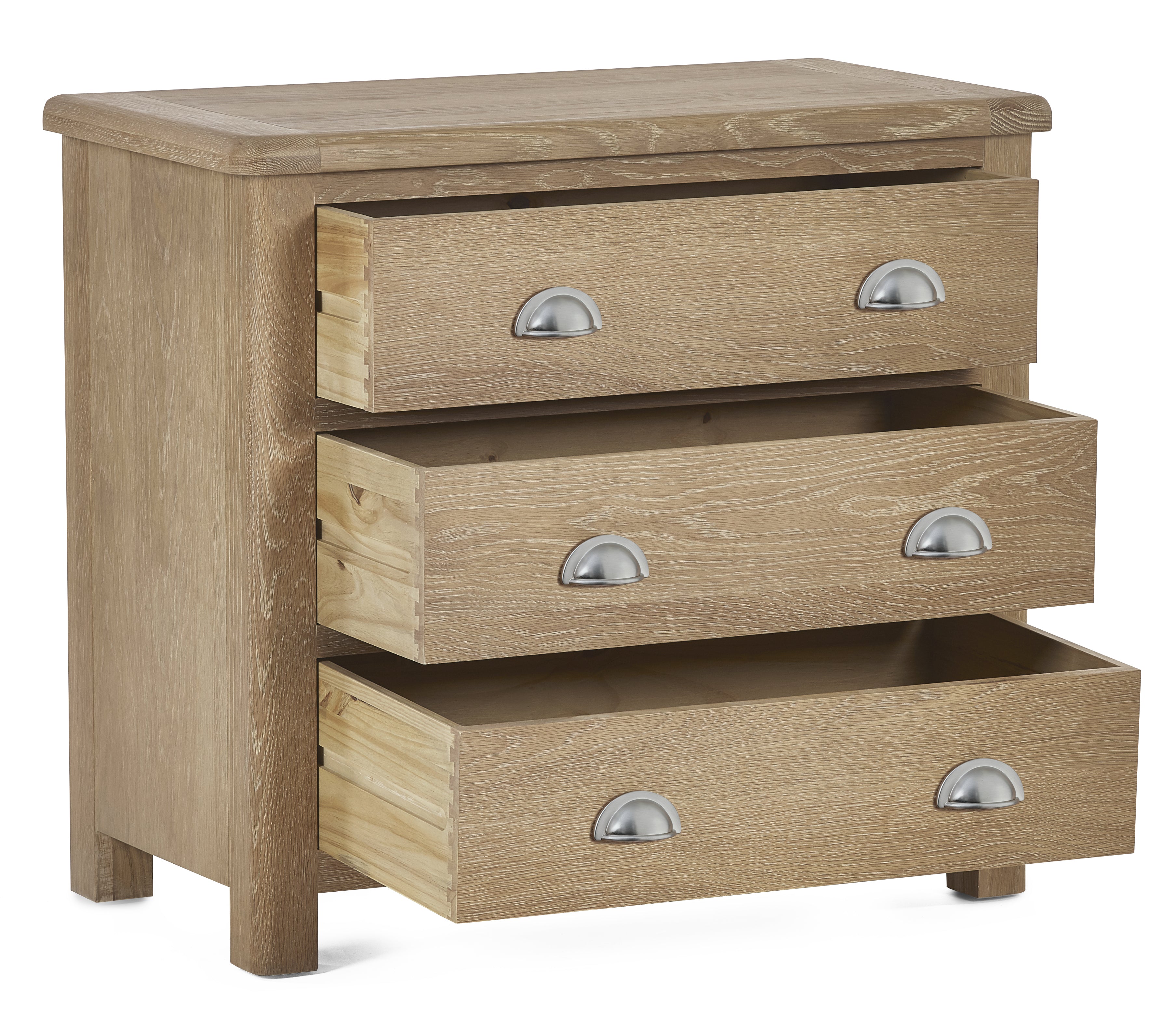 Cayden Limed Oak Wood Chest of Drawers | 3 Drawers